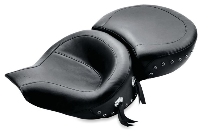 Mustang Motorcycle 75457 Mustang 94-96 Harley Road King Standard Touring 1PC Seat w/Black Pearl Studs - Black