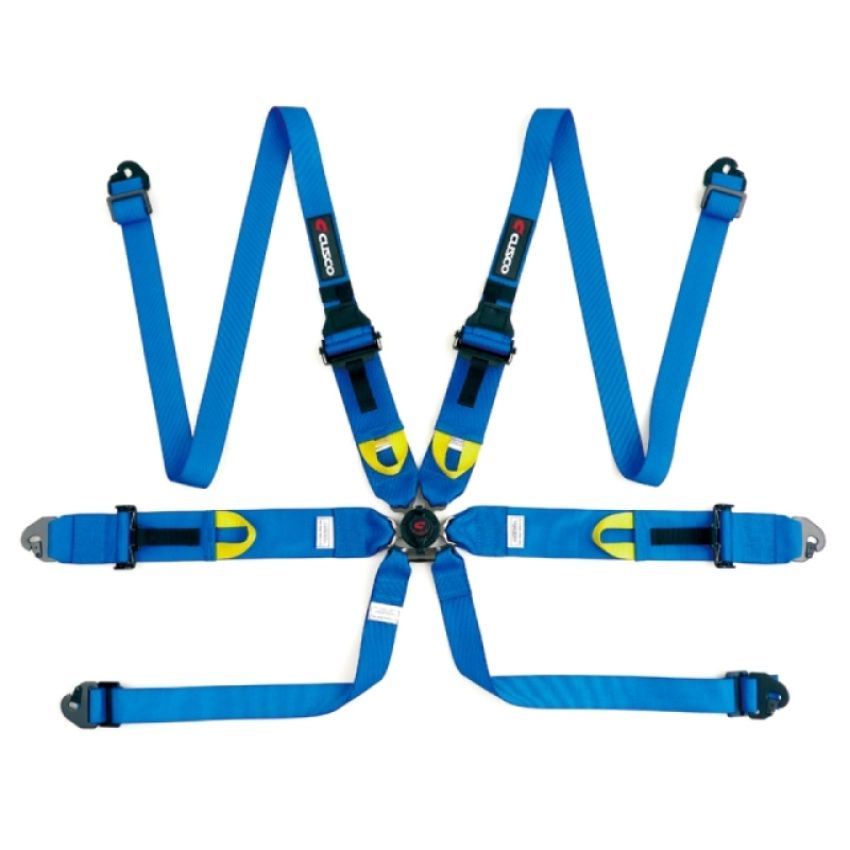 Cusco 00B CRH N6HBL Universal 6 Point 3in Shoulder 3in Lap w/Eyebolts (7/16-20UNF Thread) FIA Racing Harness- Blue