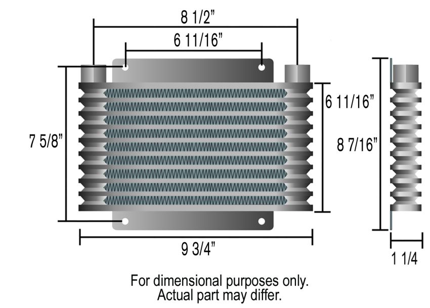 Derale 33603 13 Row Series 9000 Plate & Fin Cooler, 1/2