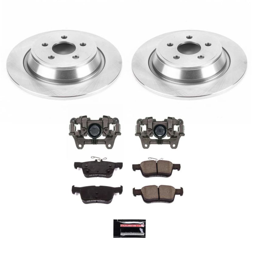 PowerStop KCOE7417A OE Stock Replacement Low-Dust Ceramic Brake Pad, Rotor and Caliper Kit
