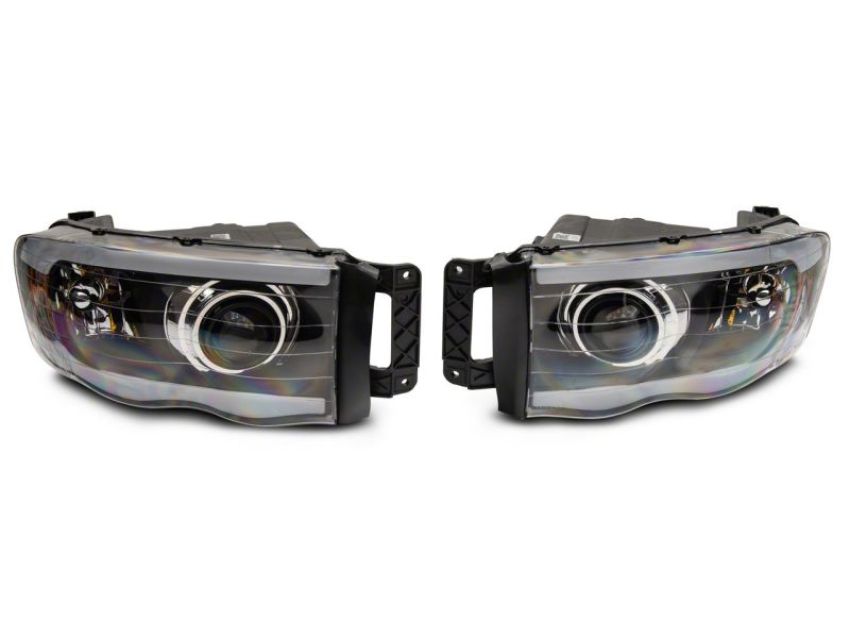 Raxiom R131477 02-05 Dodge RAM 1500/2500/3500 Axial LED Projector Headlights- Blk Housing (Clear Lens)