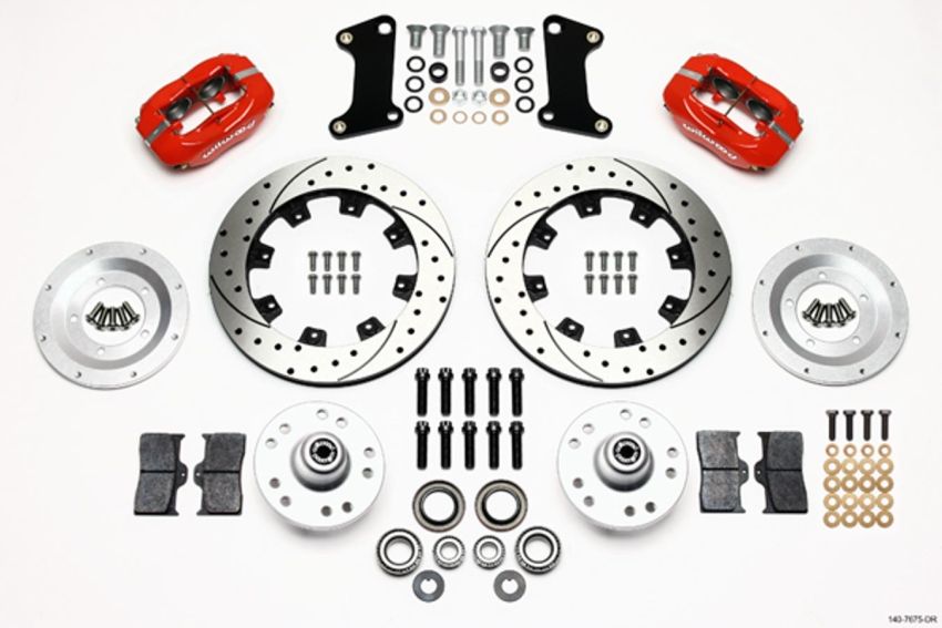 Wilwood 140-7675-DR Forged Dynalite Front Kit 12.19in Drilled Red 67-69 Camaro 64-72 Nova Chevelle