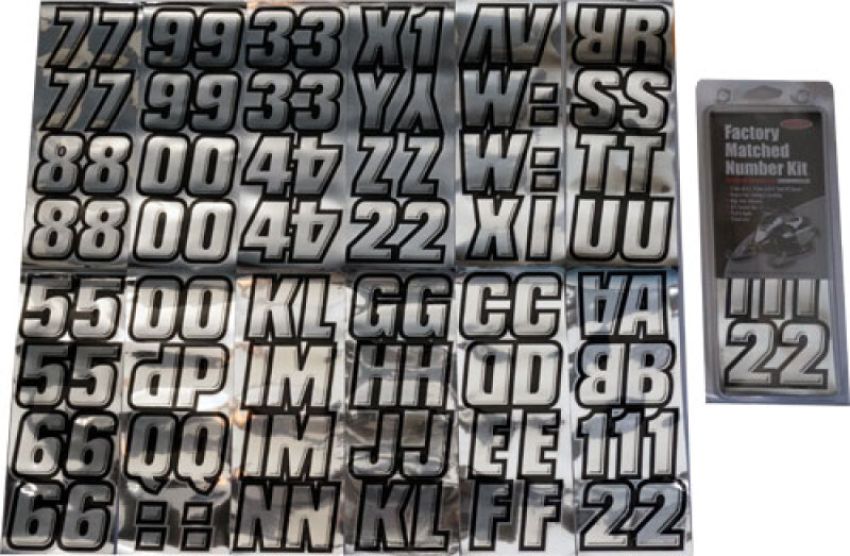 Hardline CHBLK500 Snowmobile Lettering Registration Kit 2 in. - 500 Chrome/Black