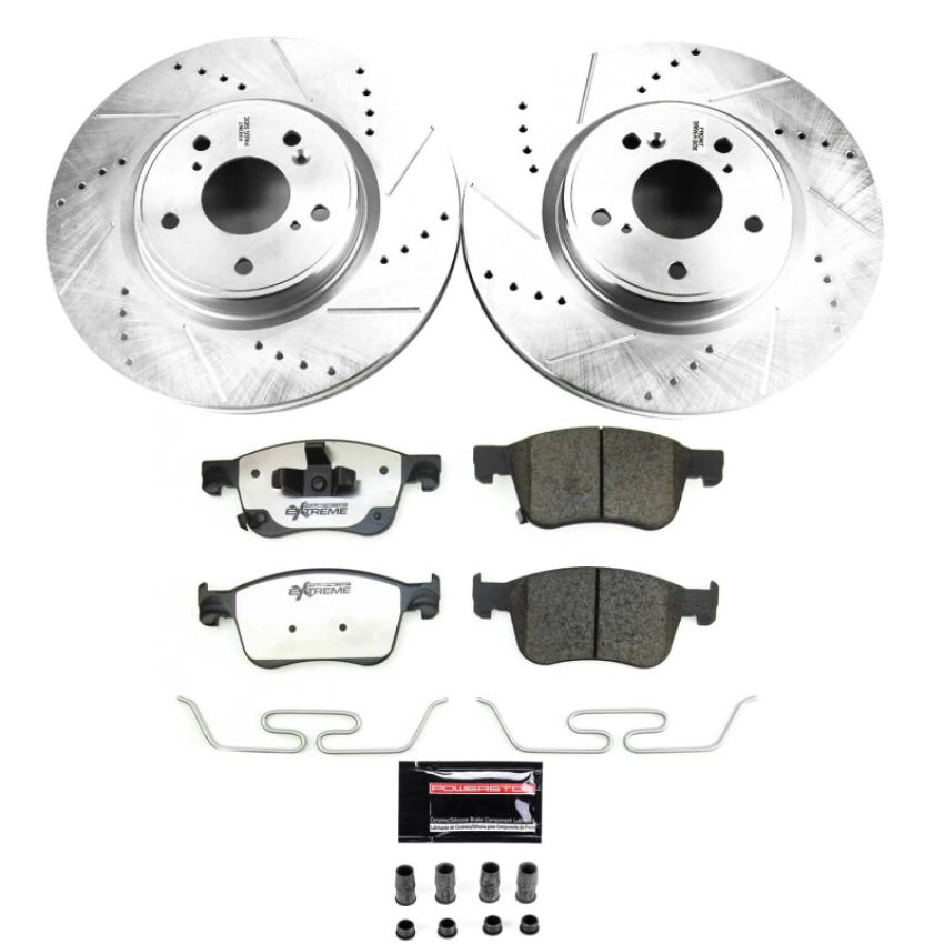 PowerStop K8165-26 Z26 Street Performance Ceramic Brake Pad and Drilled & Slotted Rotor Kit