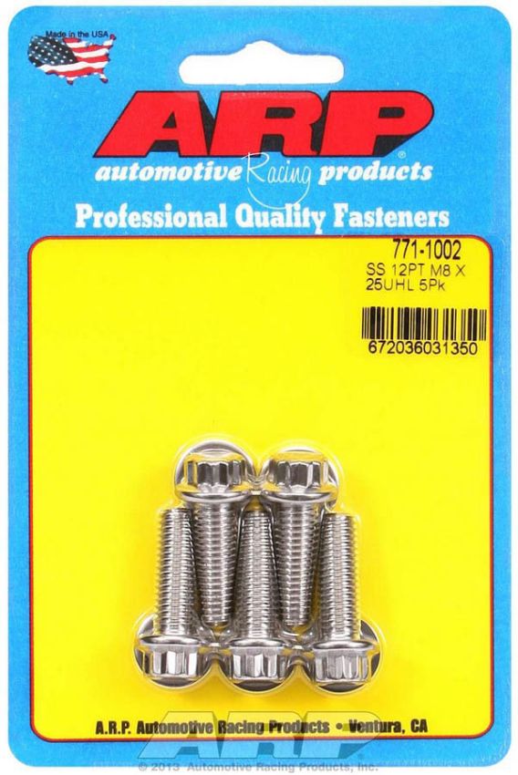 ARP ARP771-1002 S/S Bolt Kit - 12pt. (5) 8mm x 1.25 x 25