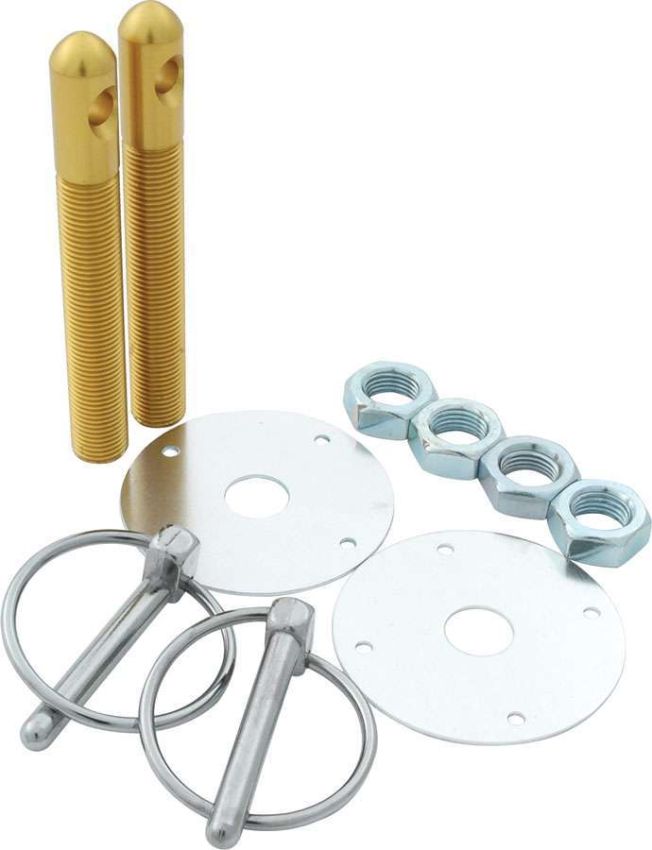 ALLSTAR PERFORMANCE ALL18503 Alum Hood Pin Kit 1/2in with 1/4in Clips Gold