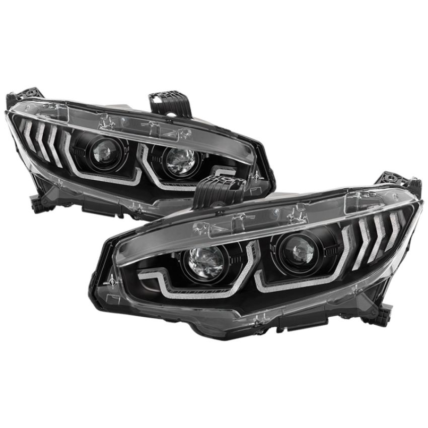 SPYDER 5086099 Projector Headlight W/ LED Sequential Turn Signal Lights - Black