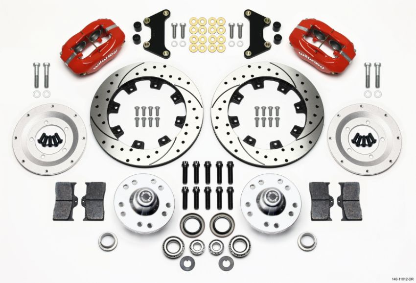 Wilwood 140-11812-DR Forged Dynalite Front Kit 12.19in Drilled Red 49-54 Chevy/53-62 Corvette (*Line Kit Needed*)