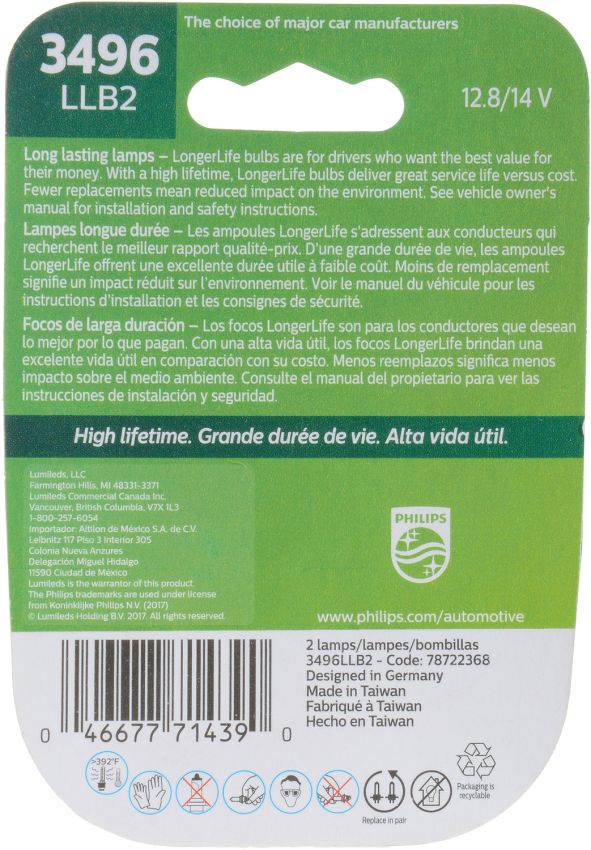Philips 3496LLB2 Philips LongerLife Miniature 3496LL