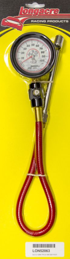 LONGACRE LON52-52063 Tire Gauge 0-100PSI 2.5 in GID Deluxe Foot Valve