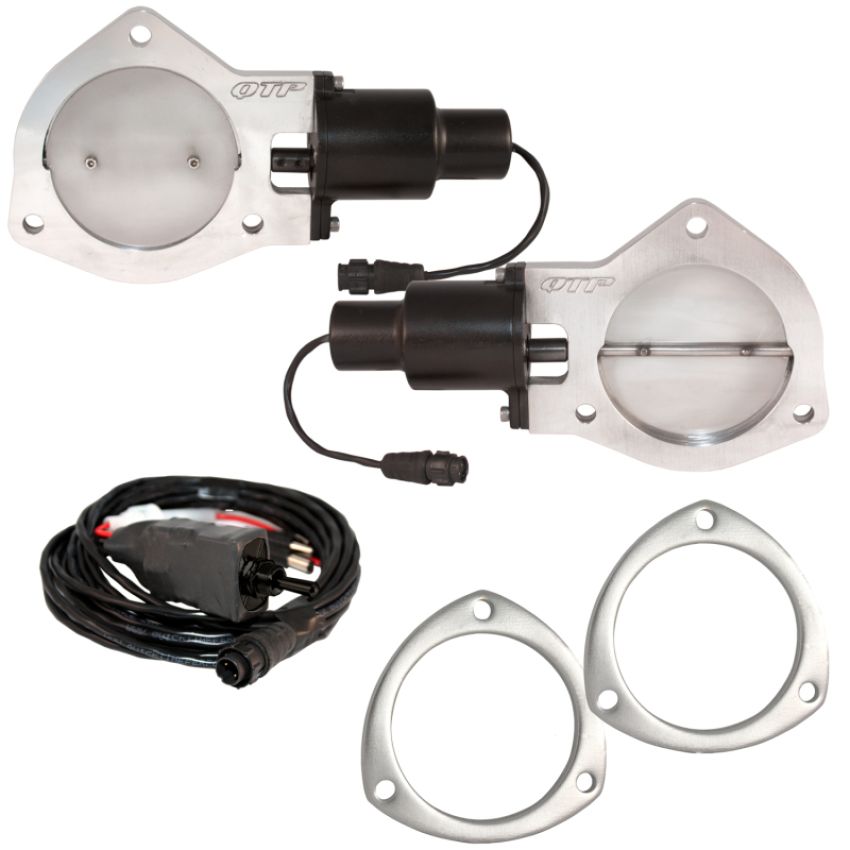 QTP QTEC80F 4in Bolt-On QTEC Dual Electric Cutout Valves w/Flanges - Pair