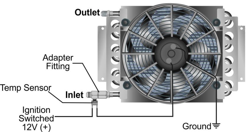 Derale 35021 Premium In-Line Fan Control Thermostat 180°, -8AN x -8AN