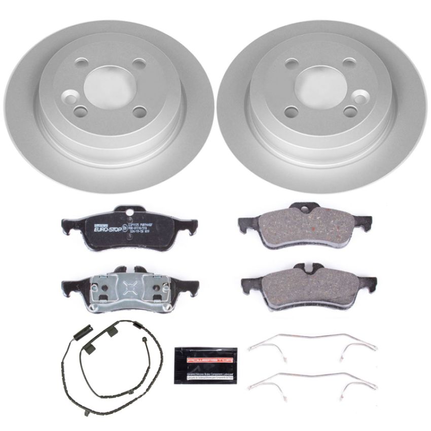 PowerStop ESK6280 Genuine Geomet Coated Rotors, ECE-R90 Brake Pads + Hardware Kit