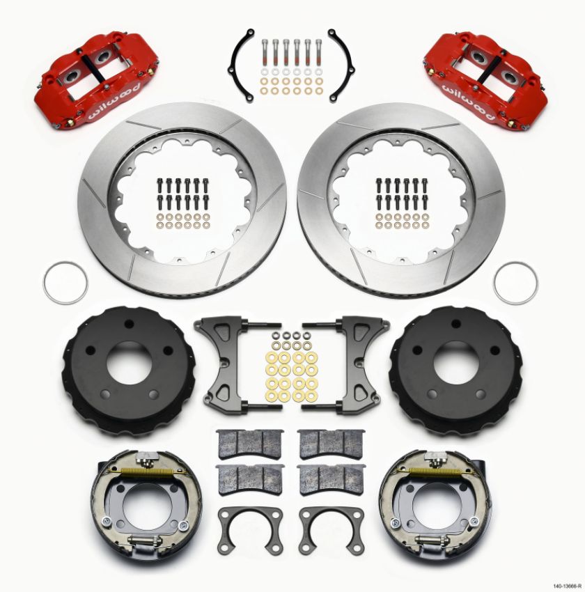 Wilwood 140-13666-R Narrow Superlite 4R Rear P-Brk Kit 14.00in Red Big Ford New 2.38in Off Bronco 5 x 5.50