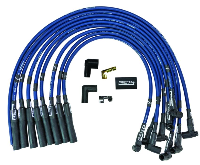Moroso 73668 Chevrolet Big Block Ignition Wire Set - Ultra 40 - Unsleeved - HEI - Over Valve - Blue