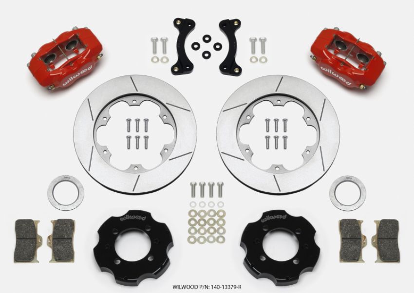 Wilwood 140-13379-R Forged Dynalite Front Hat Kit 11.00in GT Rotor Red 95-05 Miata