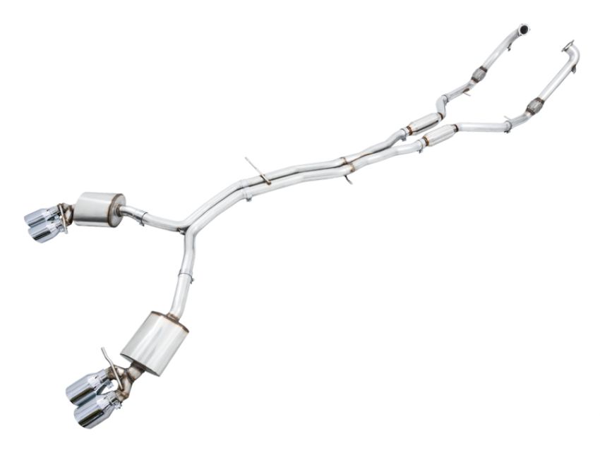 AWE Tuning 3010-42056 Audi B9 S4 Touring Edition Exhaust - Non-Resonated (Silver 102mm Tips)
