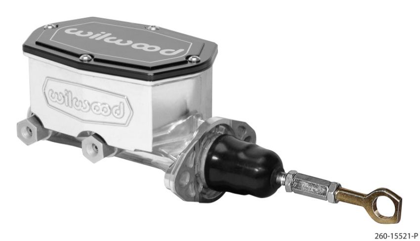 Wilwood 260-15521-P Compact Tandem Master Cylinder - 15/16in Bore - w/Pushrod fits Mustang (Ball Burnished)