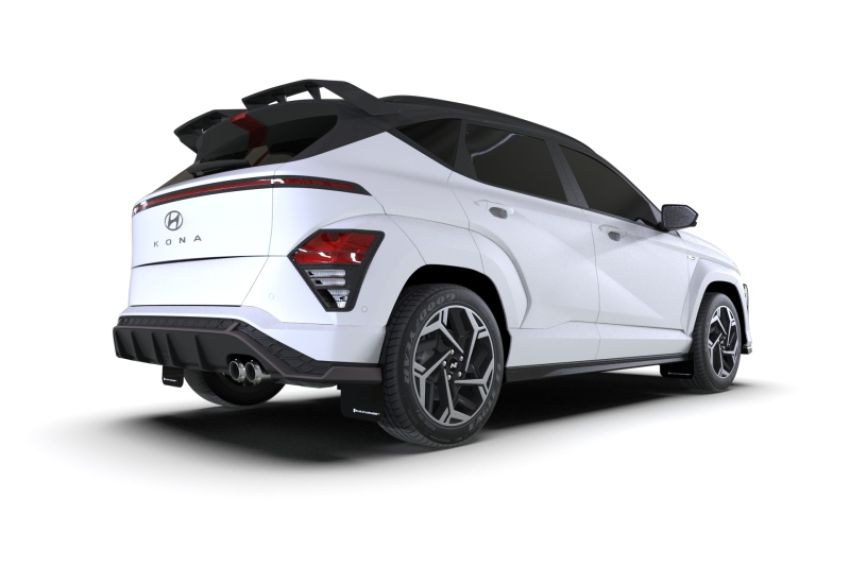 Rally Armor MF103-UR-BLK-WH 24-25 Hyundai Kona N Line Black UR Mud Flap - White Logo