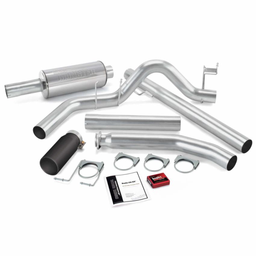 Banks Power 49358-B 98-00 Dodge 5.9L Ext Cab Git-Kit - SS Single Exhaust w/ Black Tip