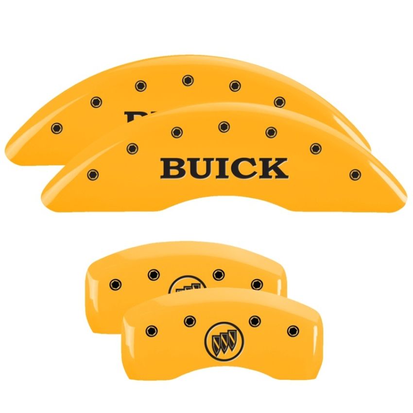 MGP 49001SBSHYL 4 Caliper Covers Engraved Front Buick Engraved Rear Buick Shield Yellow finish black ch