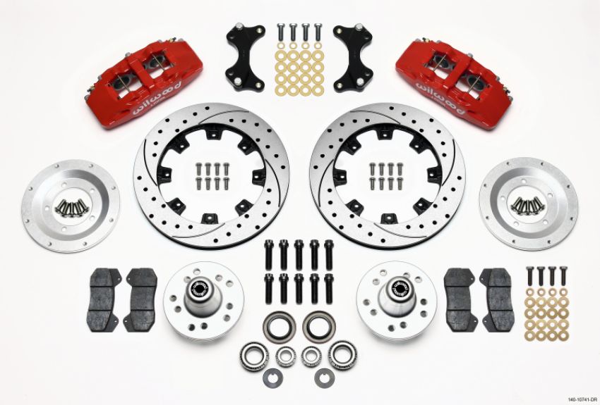 Wilwood 140-10741-DR Dynapro 6 Front Hub Kit 12.19in Drilled Red WWE ProSpindle