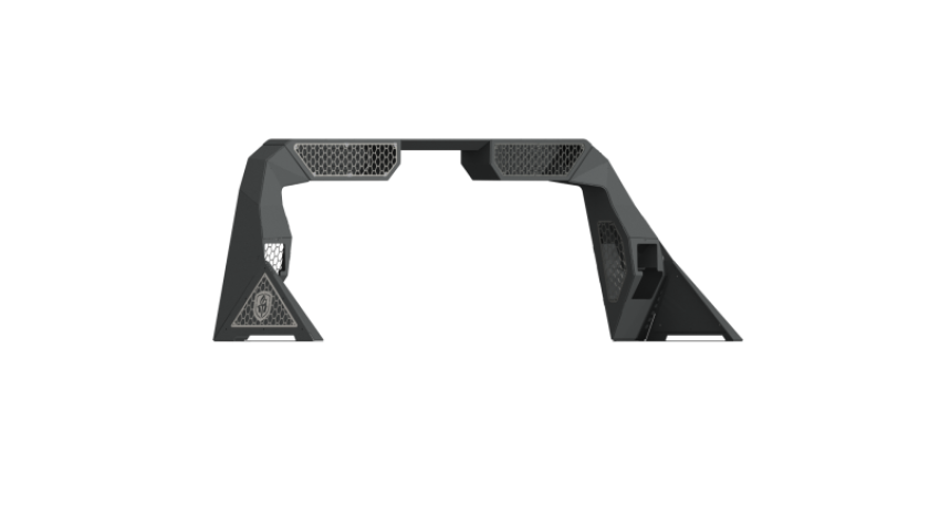 Road Armor 4091DHRP-C2-MH 10-19 Dodge 1500 iD Headache Rack w/Bedrail Pod/Dual 10in Pod/Brake Lamp Relief/Hyve -Raw