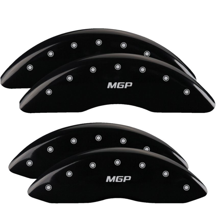 MGP 55002SMGPBK 4 Caliper Covers Engraved Front & Rear  Black finish silver ch