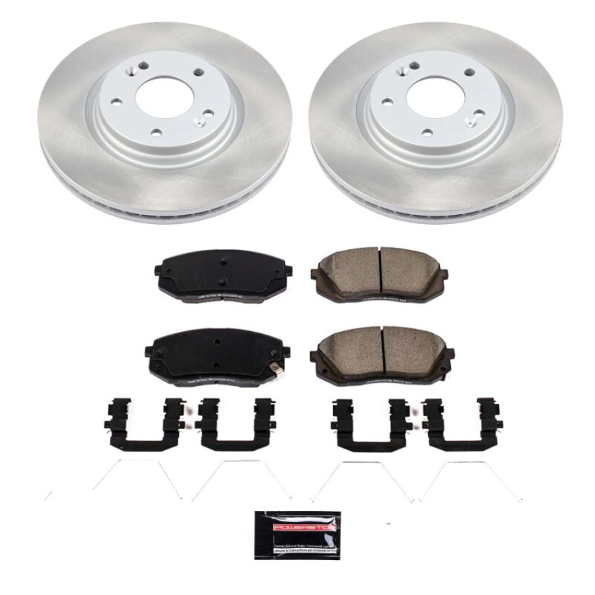 PowerStop SC8011 Semi-Coated Rotor and Low-Dust Ceramic Brake Pad Kit