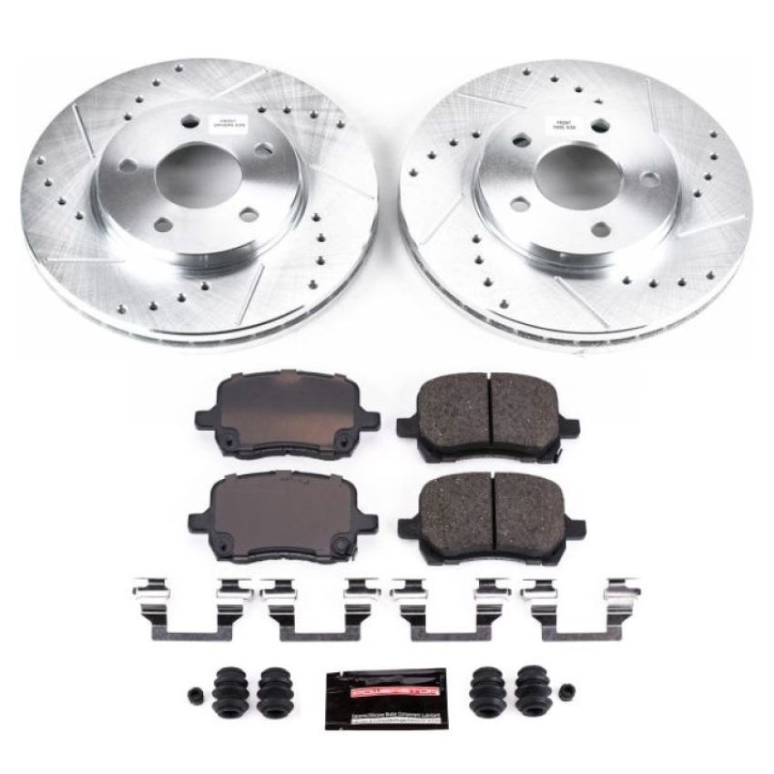 PowerStop K1617 Z23 Daily Driver Carbon-Fiber Ceramic Brake Pad and Drilled & Slotted Rotor Kit