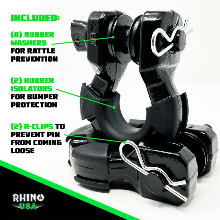 Rhino USA SUPERSHACK-MATTE 8T Super Shackle 2-Pack (Matte Black)