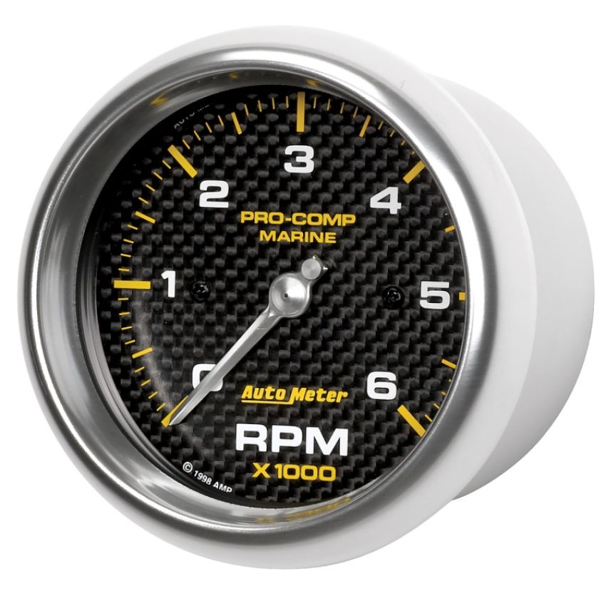 AutoMeter 3-3/8in In-Dash Tachometer, 0-6,000 RPM, Marine Carbon Fiber