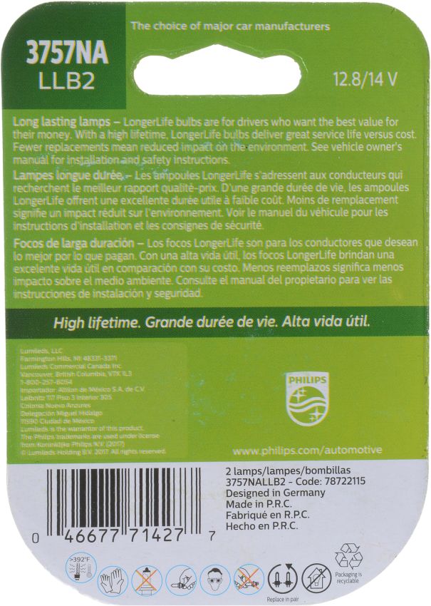 Philips 3757NALLB2 Philips LongerLife Miniature 3757NA