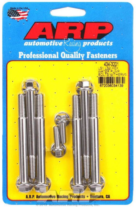 ARP ARP434-3201 S/S W/P & Thermostat Hsg Bolt Kit - 6pt. LS1/LS2