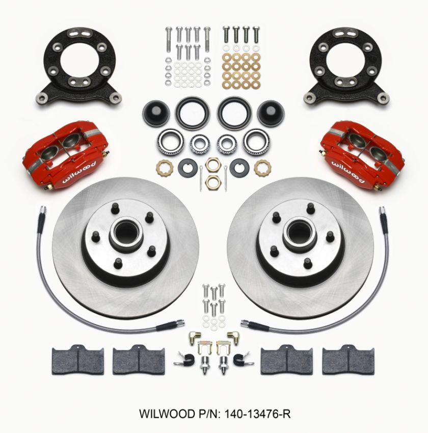 Wilwood 140-13476-R Forged Dynalite-M Front Kit 11.30in 1 PC Rotor&Hub Red 1965-1969 Mustang Disc & Drum Spindle