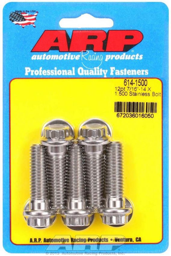 ARP ARP614-1500 S/S Bolt Kit - 12pt. (5) 7/16-24 x 1.500