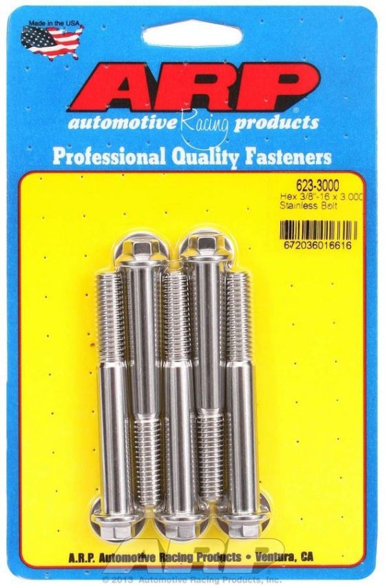 ARP ARP623-3000 S/S Bolt Kit - 6pt. (5) 3/8-16 x 3.000