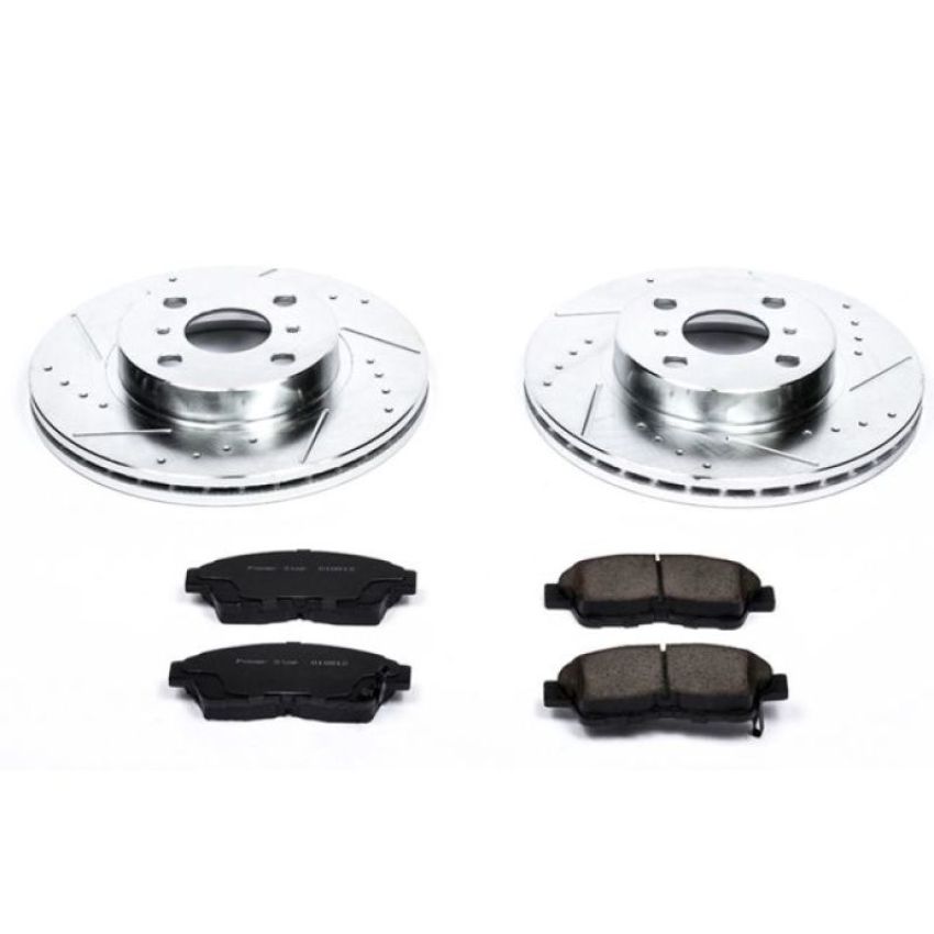 PowerStop K1151 Z23 Daily Driver Carbon-Fiber Ceramic Brake Pad and Drilled & Slotted Rotor Kit