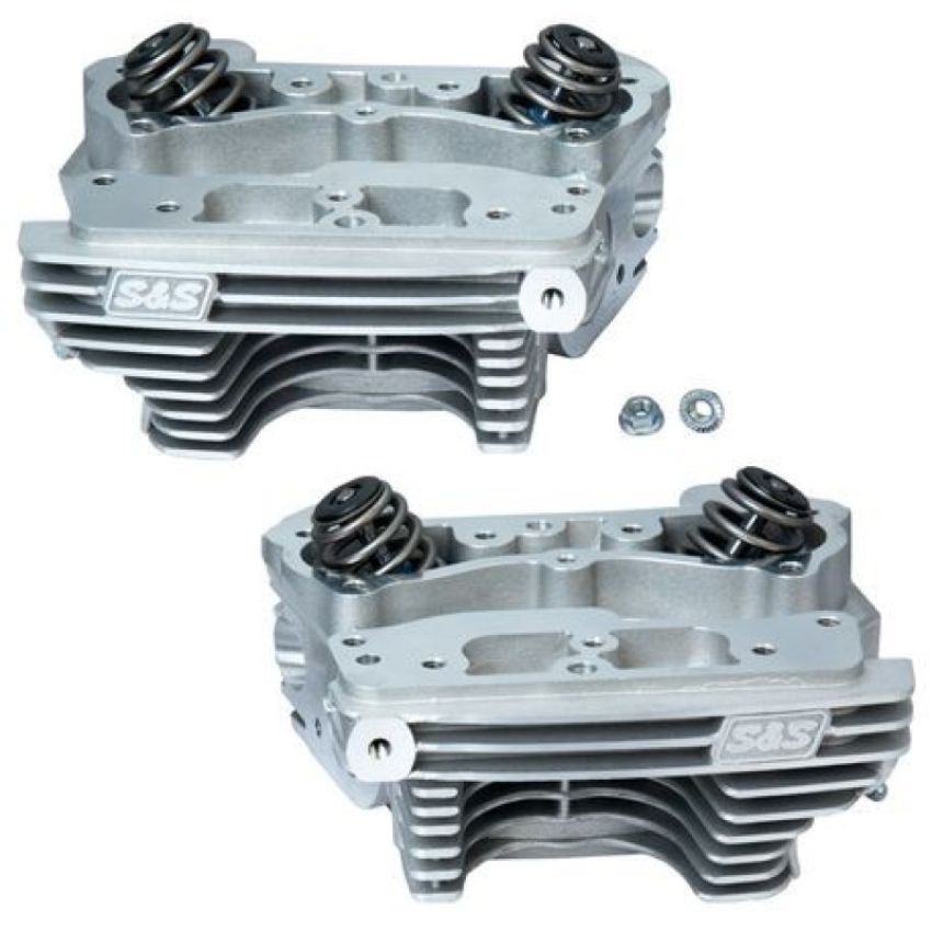 S&S Cycle 90-1360 84-99 BT Super Stock Cylinder Heads - Wrinkle Natural Aluminum Finish