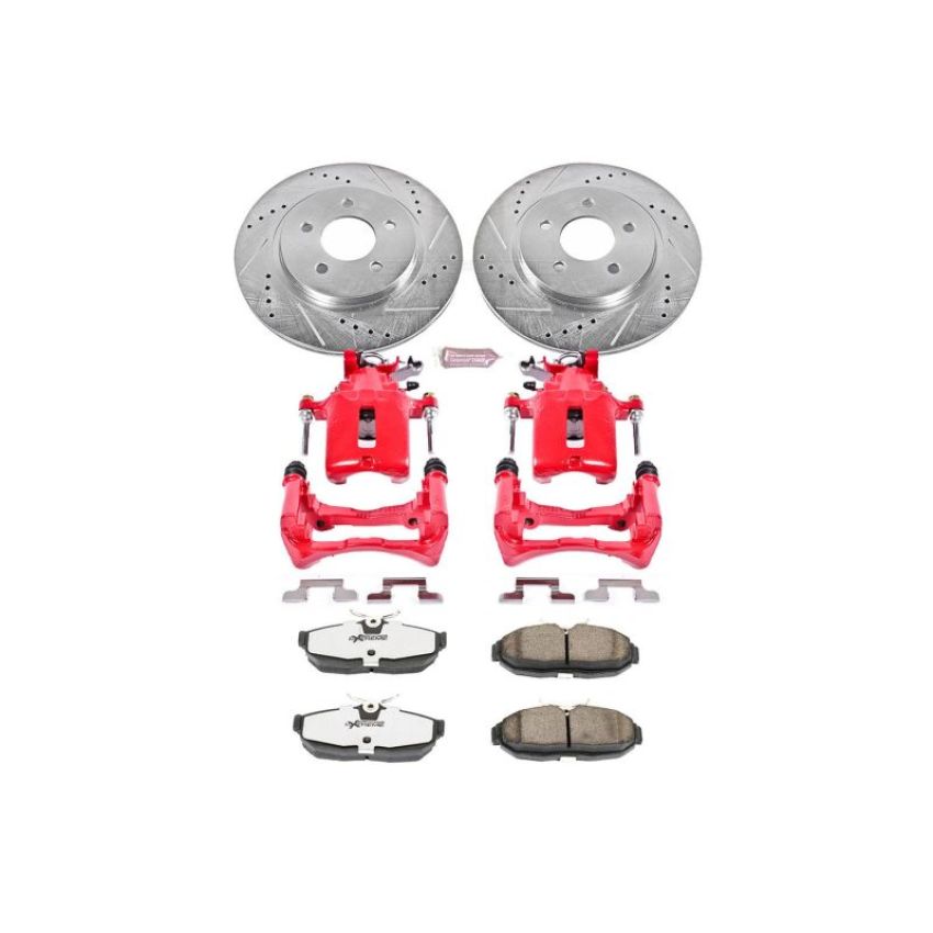 PowerStop KC1384-26 Z26 Street Performance Ceramic Brake Pad, Drilled Slotted Rotor, and Caliper Kit