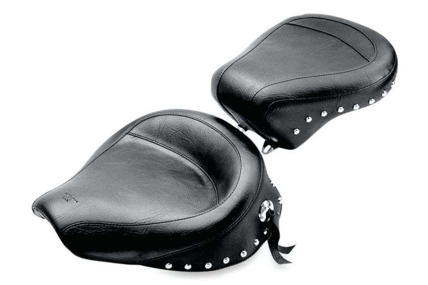 Mustang Motorcycle 75474 Mustang 91-05 Harley Dyna Wide Touring Passenger Seat w/Studs - Black