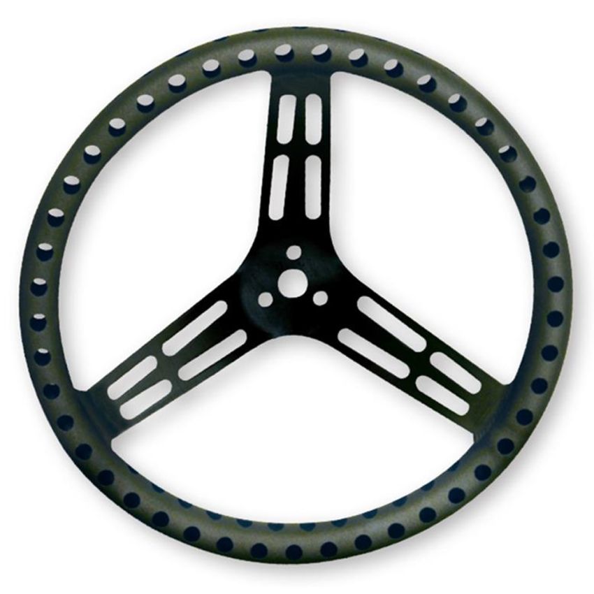 LONGACRE LON52-56867 Steering Wheel 15in Flat Drilled Black