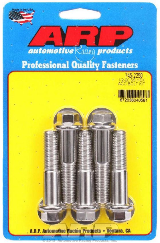 ARP ARP745-2250 S/S Bolt Kit - 6pt. (5) 1/2-20 x 2.250