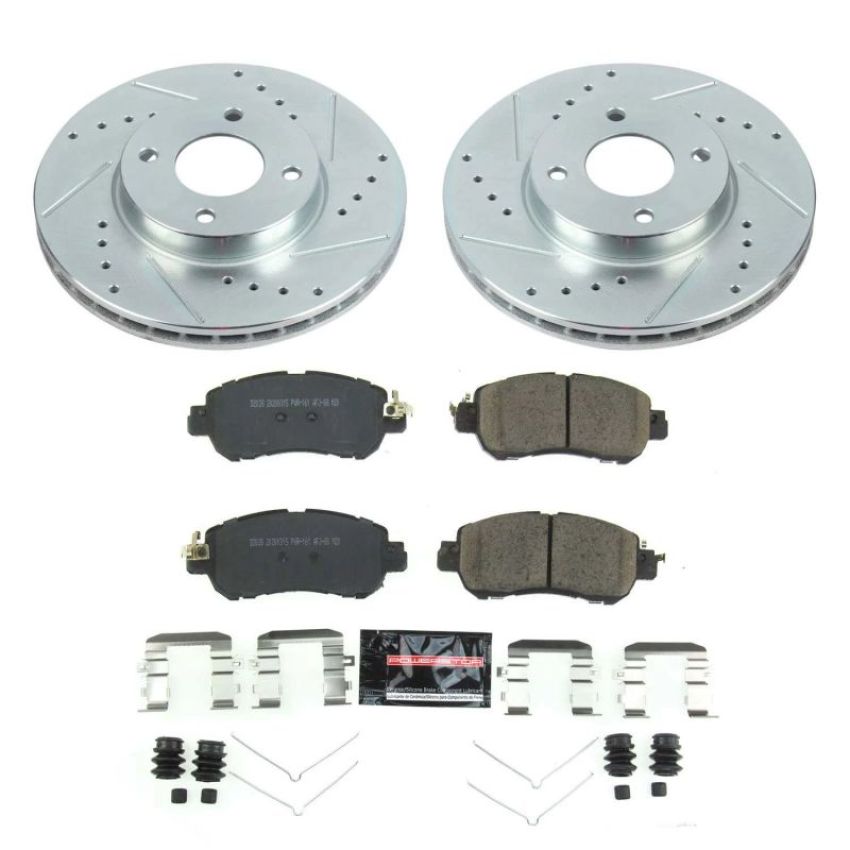 PowerStop K8326 Z23 Daily Driver Carbon-Fiber Ceramic Brake Pad and Drilled & Slotted Rotor Kit
