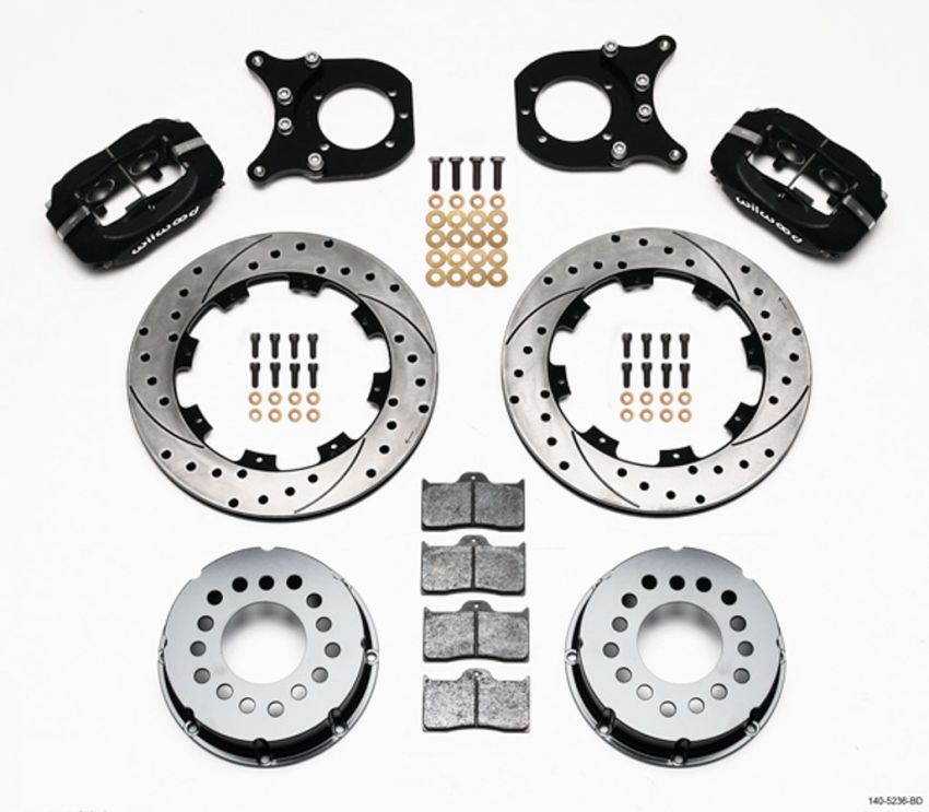 Wilwood 140-5236-BD Forged Dynalite P/S Rear Kit Drilled Rotor Chev 12 Bolt w/Clip Eliminator