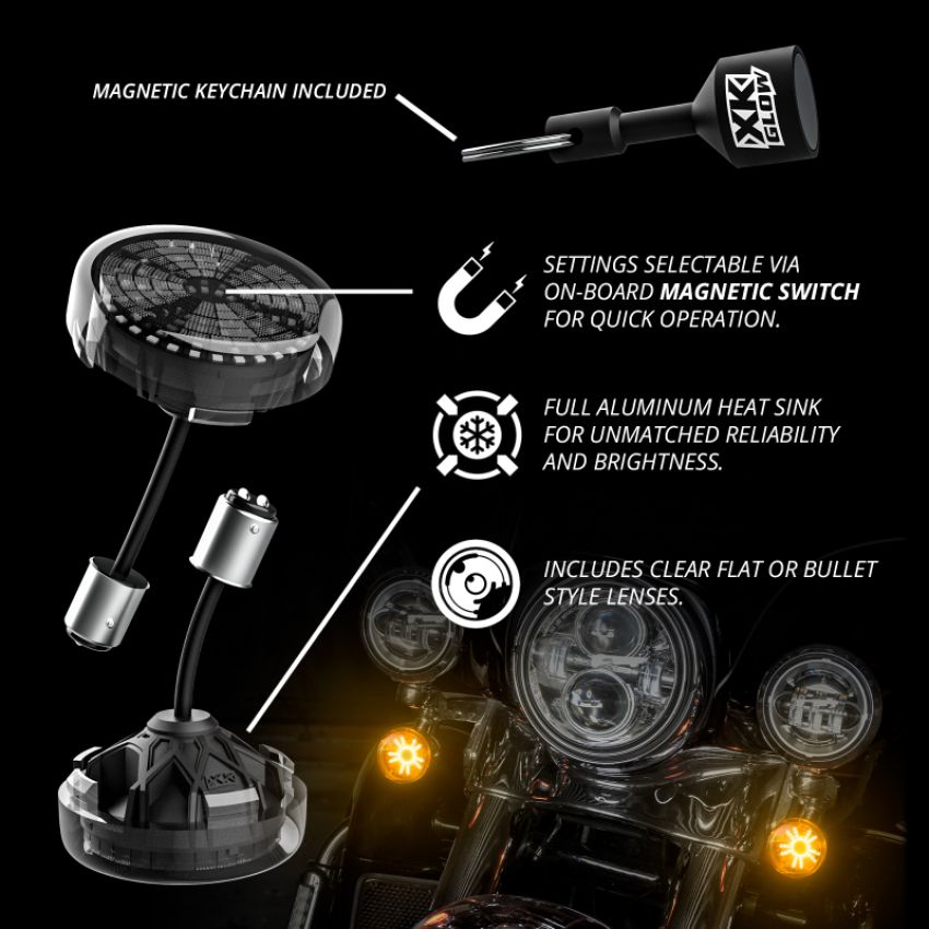 XKGLOW XK-MTP56-FF XK Glow Pro Series MotoTurnz - 1156 Flat Style Front