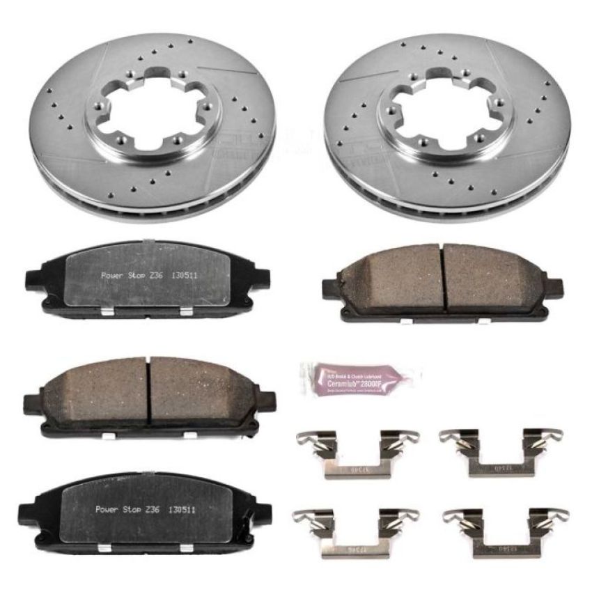 PowerStop K1175-36 Z36 Truck and SUV Carbon-Fiber Ceramic Brake Pad and Drilled & Slotted Rotor Kit