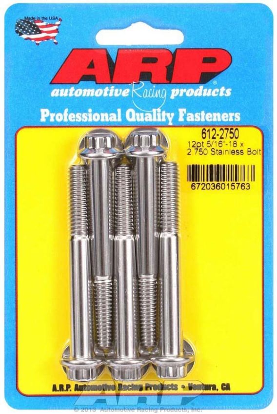 ARP ARP612-2750 S/S Bolt Kit - 12pt. (5) 5/16-18 x 2.750