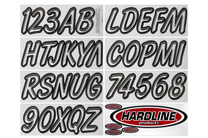 Hardline WHBKG400 Boat Lettering Registration Kit 3 in. - 400 White/Black