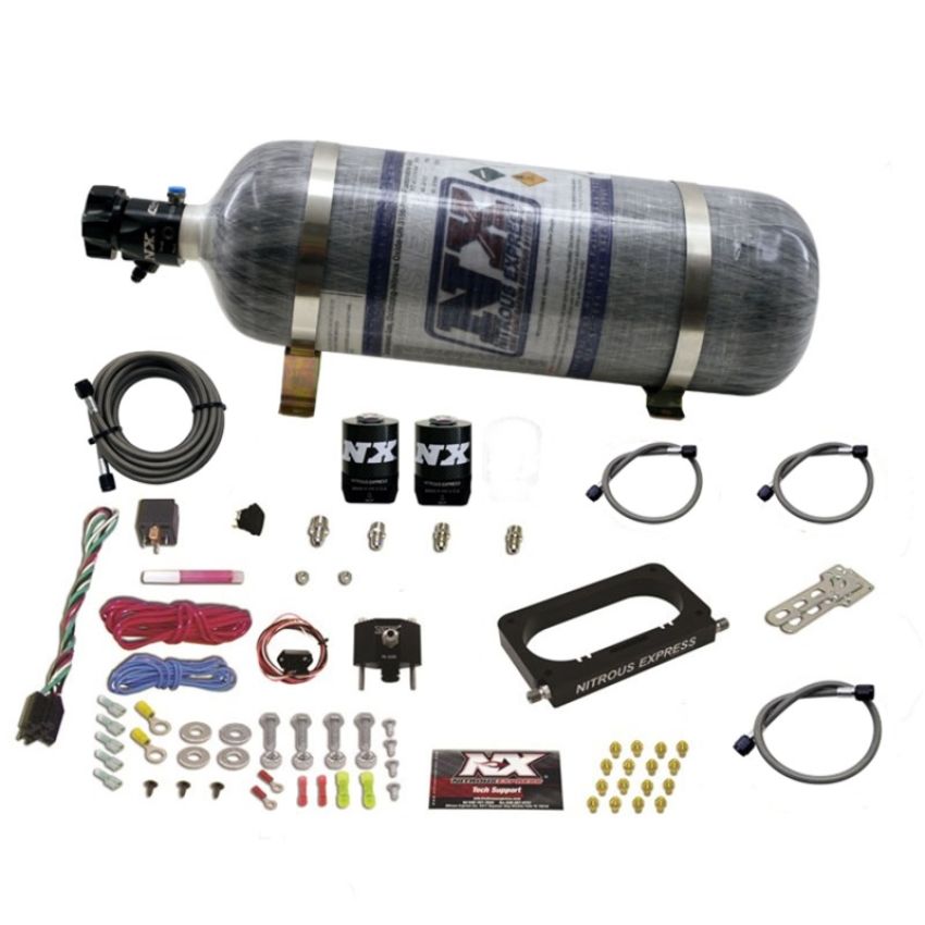 Nitrous Express 20950-12 FORD 4 VALVE NITROUS PLATE SYSTEM (50-300HP) WITH COMPOSITE BOTTLE